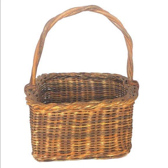 Wicker Rattan Rimmed Square Shopping Basket - Picture 6 of 8